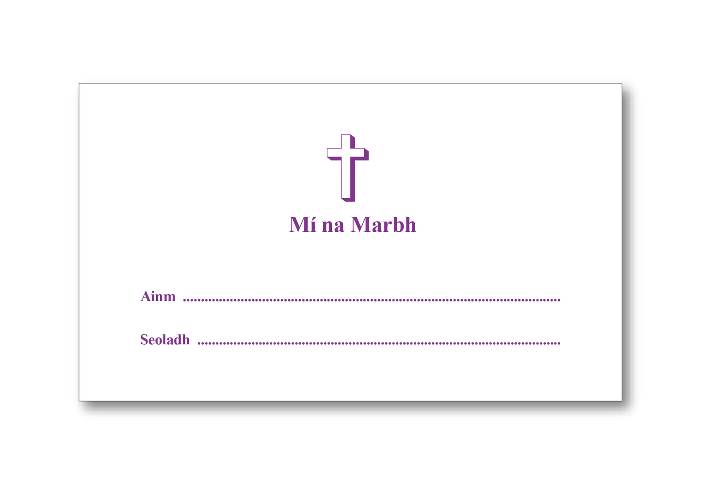 IRISH November Envelope (152mm x 89mm)