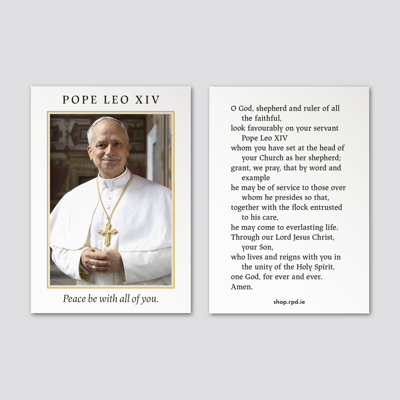 Pope Leo XIV A7 Prayer Card (Peace be with all of you)