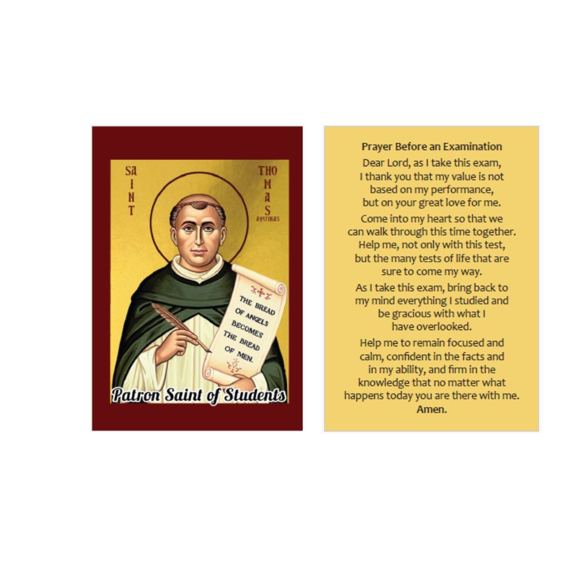 A Prayer Before Examinations A7 Prayer Card