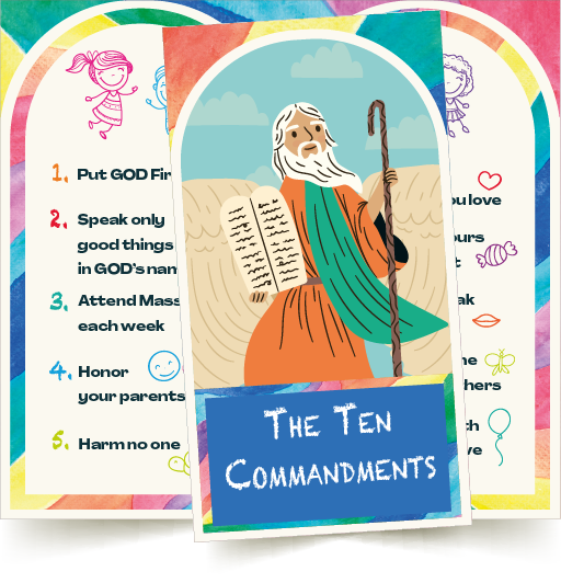 Ten Commandments for CHILDREN Prayer Card