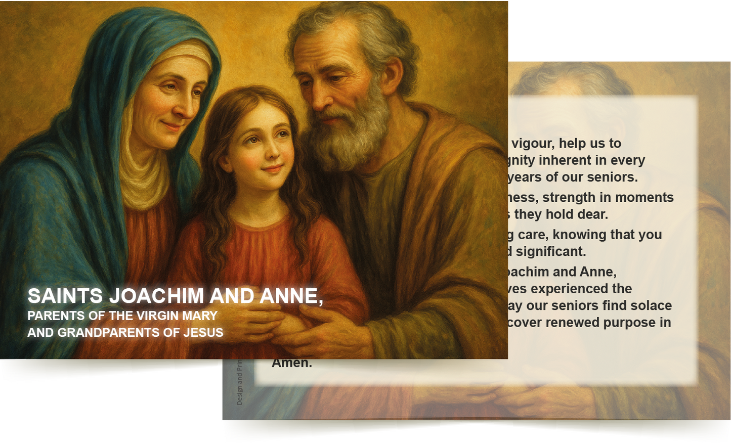 GRANDPARENTS AND THE ELDERLY (Saints Joachim & Anne)  A6 Prayer Card