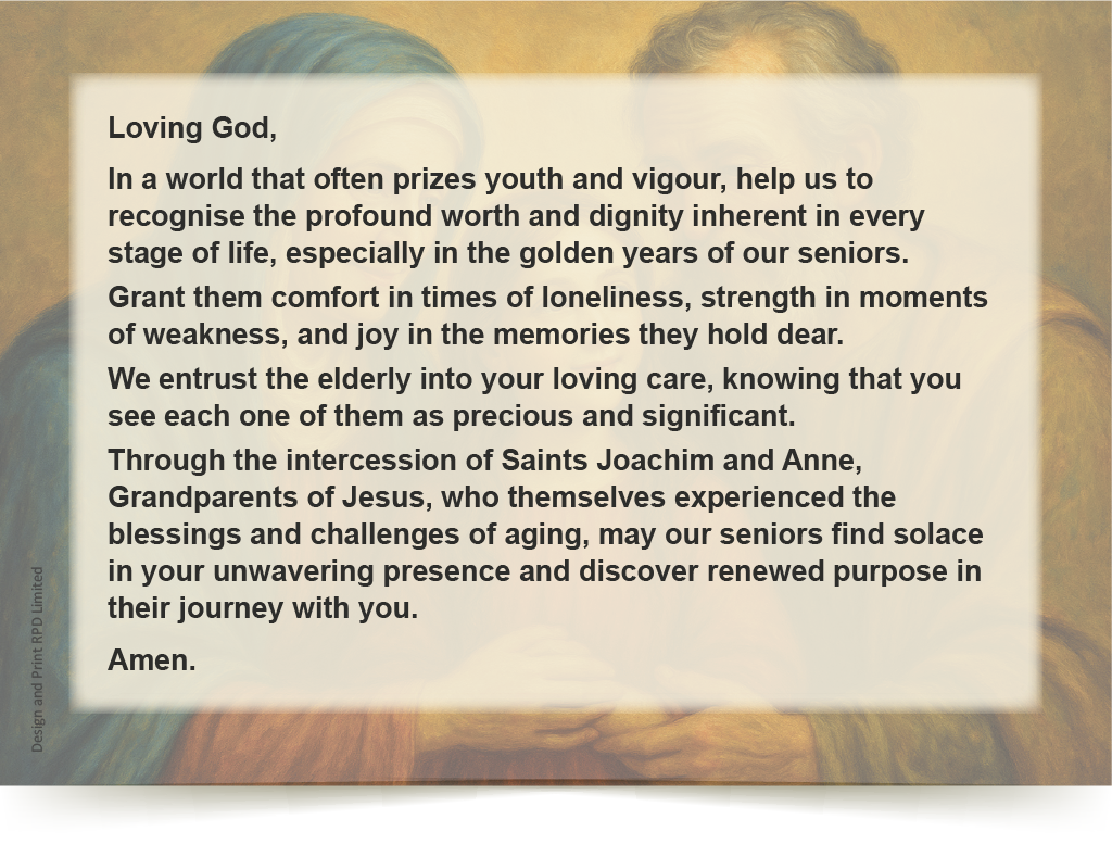 GRANDPARENTS AND THE ELDERLY (Saints Joachim & Anne)  A6 Prayer Card