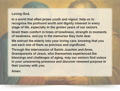 GRANDPARENTS AND THE ELDERLY (Saints Joachim & Anne)  A6 Prayer Card