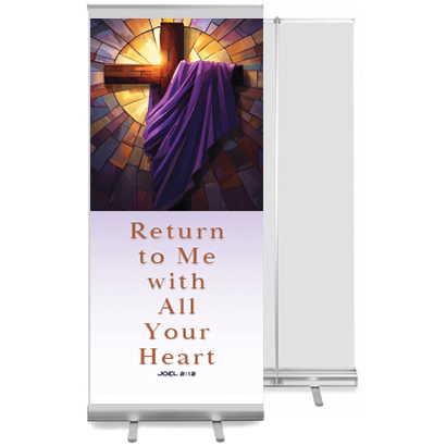 Lent Stained Glass Pullup Banner