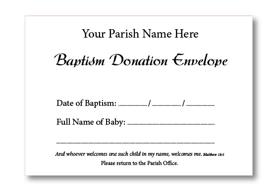 BAPTISM C6 Envelope SINGLE COLOUR