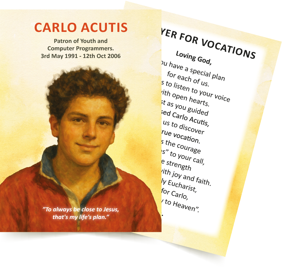 CARLO ACUTIS (Prayer for Vocations) A6 Prayer Card