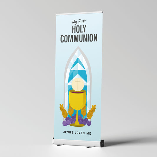 Stained Glass First Holy Communion Pull Up Banner