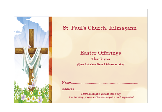 EASTER C6 Dues Envelope Full Colour - Cross and Flowers