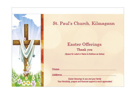 EASTER C6 Dues Envelope Full Colour - Cross and Flowers