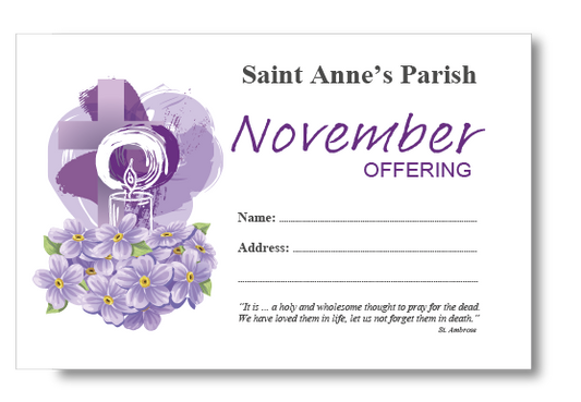 CANDLE, CROSS, FORGET ME NOT November C6 Envelope