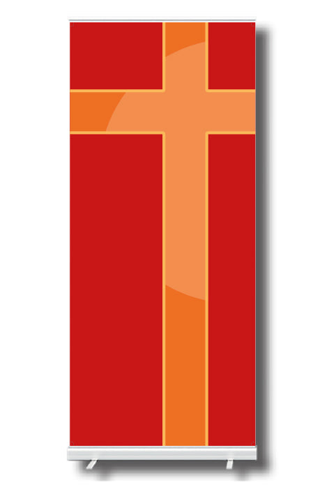 Cross on Red Background Pull Up Banner