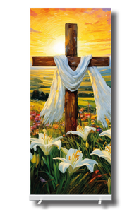 SUNRISE CROSS AND LILIES Easter Banner