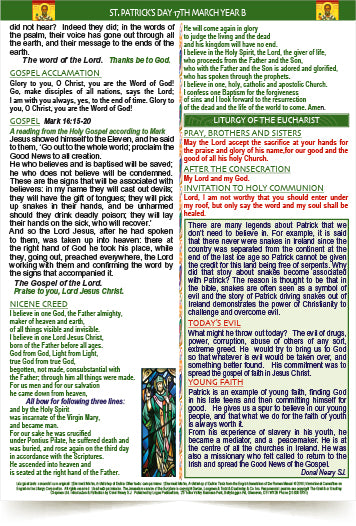 St. Patrick's Missalette YEAR B