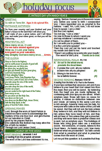 St. Patrick's Missalette YEAR B
