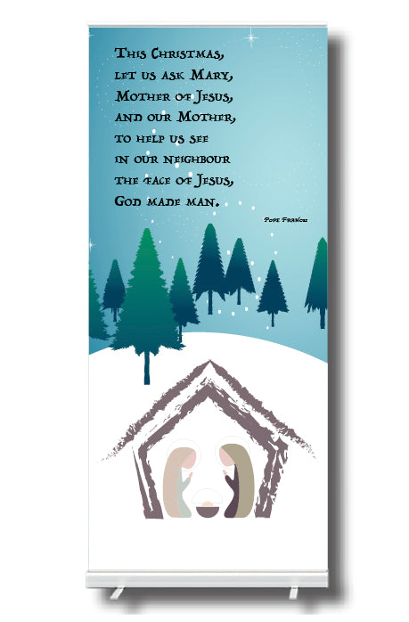 LET US ASK MARY - Christmas Pull Up Banner