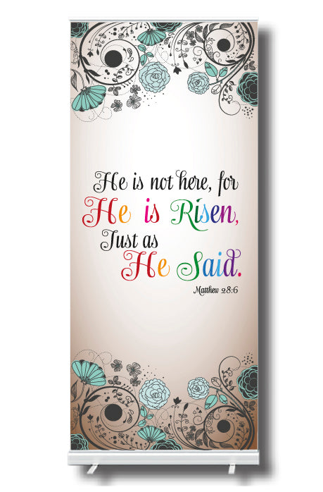 HE IS RISEN, FLORAR MOTIF Easter Banner