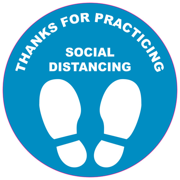 Social Distancing Floor Marker Round 300mm Pack of  -10 Thank You